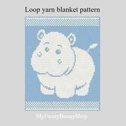 Hippo Loop yarn Finger knitted blanket pattern PDF