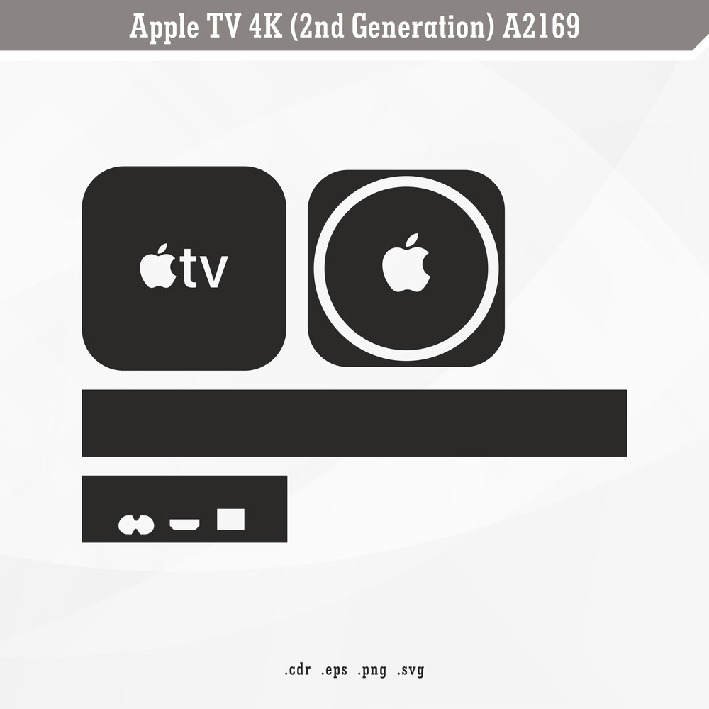 Apple TV 4K 2nd Generation A2169  SVG Digital Skin Template 0