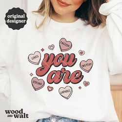 you are enough, loved, worthy shirt, retro valentine shirt, self love design, trendy valentines shirt, love yourself