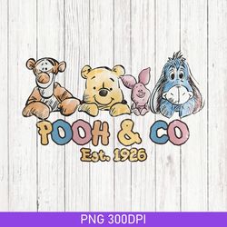 retro pooh and co est 1926 png, vintage winnie the pooh png, pooh bear and friends, disneyland png, disney group trip