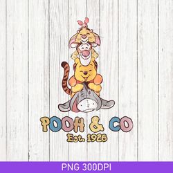 vintage pooh and co est 1926 png, vintage winnie the pooh png, pooh bear and friends, disneyland png, disney group trip