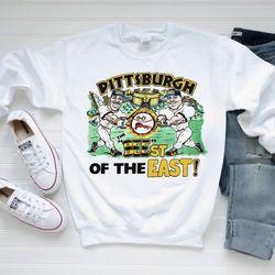Pittsburgh Baseball Best Of The East Cartoon 90s Vintage White Sweatshirt, Pittsburgh Baseball Team Shirt, American Base