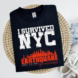 I Survived The NYC Earthquake CityScape Vintage Unisex Classic Tee, NYC Tshirt, New York City Earthquake 2024 Shirt, For