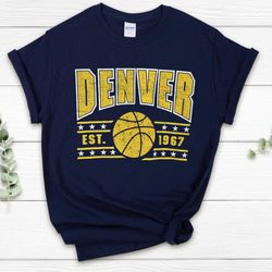 Vintage Denver Basketball Retro EST 1967 Navy Shirt, Denver Basketball Team Champs Retro Shirt, American Basketball Tshi