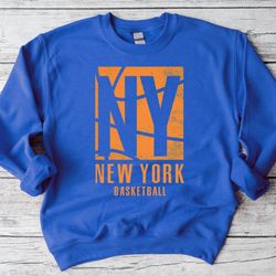 Vintage New York Basketball Team Retro Royal Sweatshirt, New York Basketball Retro Shirt, NYC Shirt, Basketball Sweatshi