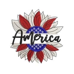 american flag with sunflower embroidery design, independence day 2