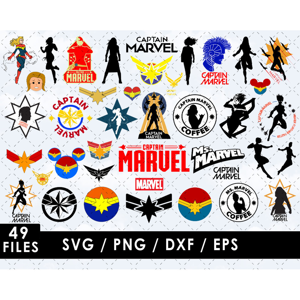 Captain Marvel SVG Files Captain Marvel PNG Files Vector PNG Images SVG Cut File for Cricut Clip