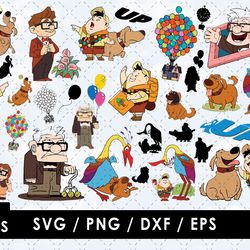 disney up movie svg & png files: vector images and clipart bundle pack for cricut cutting machines