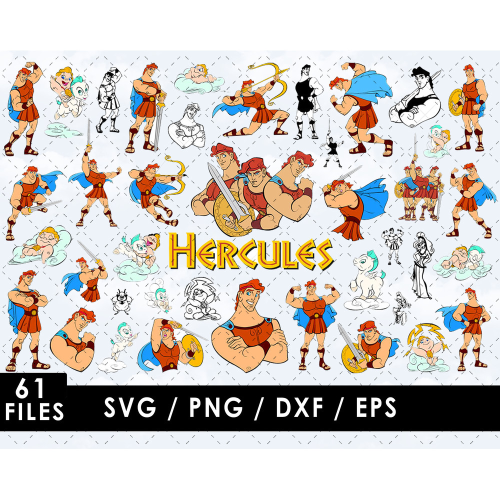 Hercules SVG Files Hercules PNG Files Vector PNG Images SVG Cut File for Cricut Clipart Bundle P