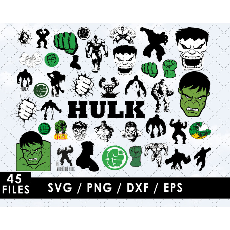 Hulk SVG Files Hulk PNG Files Vector PNG Images SVG Cut File for Cricut Clipart Bundle Pack Mar