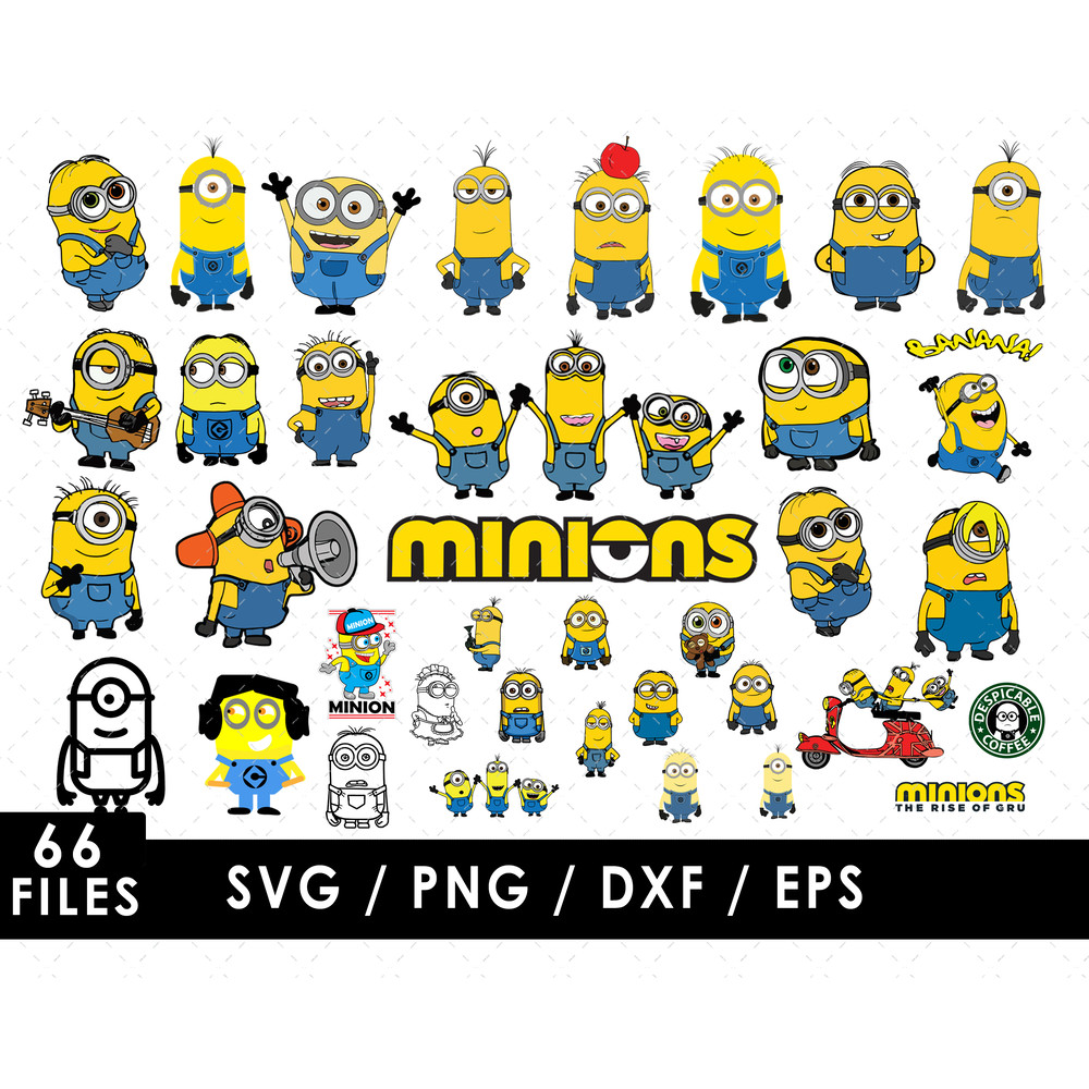 Minions SVG Files Minions PNG Files Vector PNG Images SVG Cut File for Cricut Clipart Bundle Pac