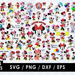 minnie mouse svg & png files: vector images and clipart bundle for cricut cutting machines