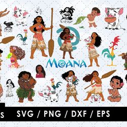moana svg & png files: vector images and clipart bundle for cricut cutting machines