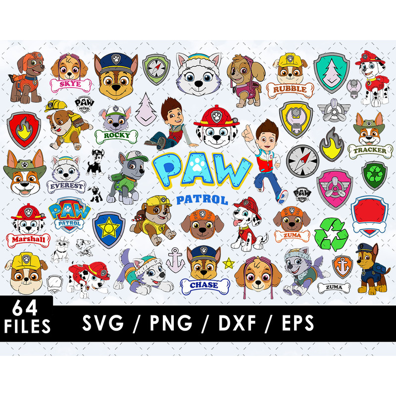 Paw Patrol SVG Files Paw Patrol PNG Files Vector PNG Images SVG Cut File for Cricut Clipart Bund