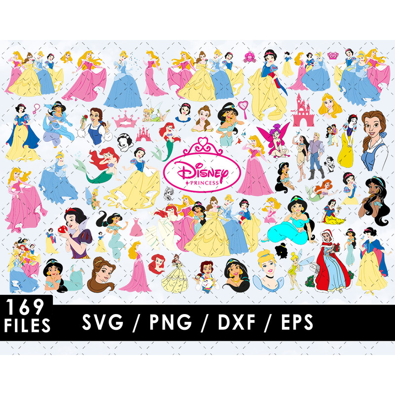 Princess SVG Files Princess PNG Files Vector PNG Images SVG Cut File for Cricut Clipart Bundle P