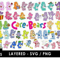 care bears svg & png files vector images and clipart bundle pack for cricut cutting machines