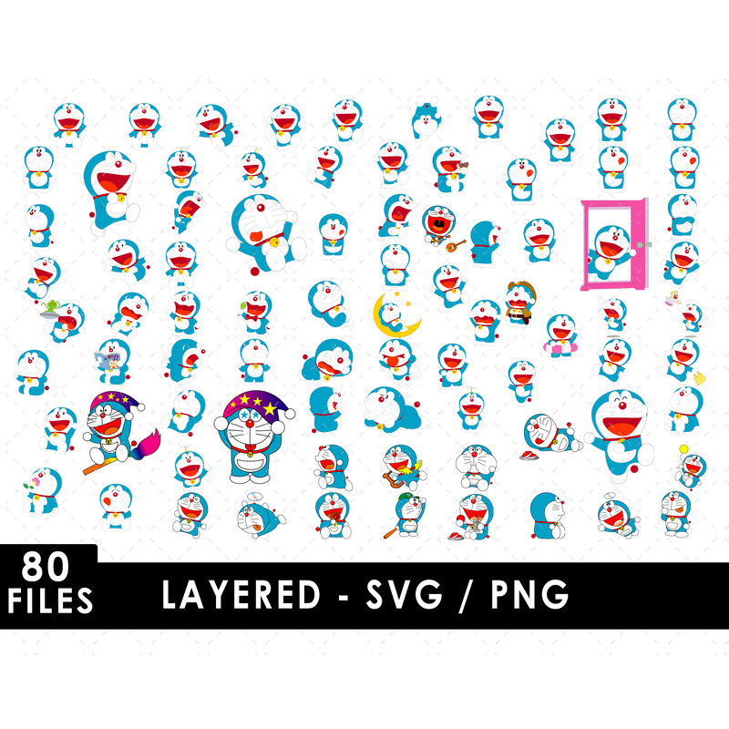 Doraemon SVG Files Doraemon PNG Files Vector PNG Images SVG Cut Files for Cricut Clipart Bundle