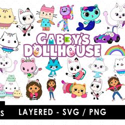 gabby dollhouse svg & png files vector images and clipart bundle pack for cricut cutting machines