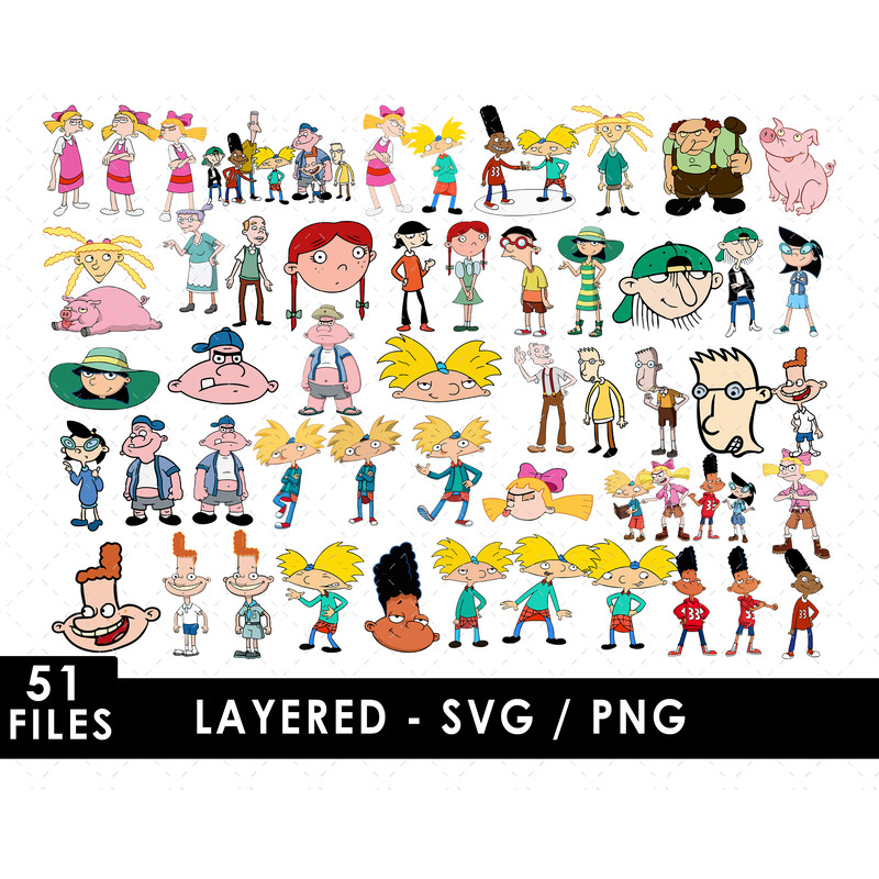 Hey Arnold SVG Files Hey Arnold PNG Files Vector PNG Images SVG Cut Files for Cricut Clipart B