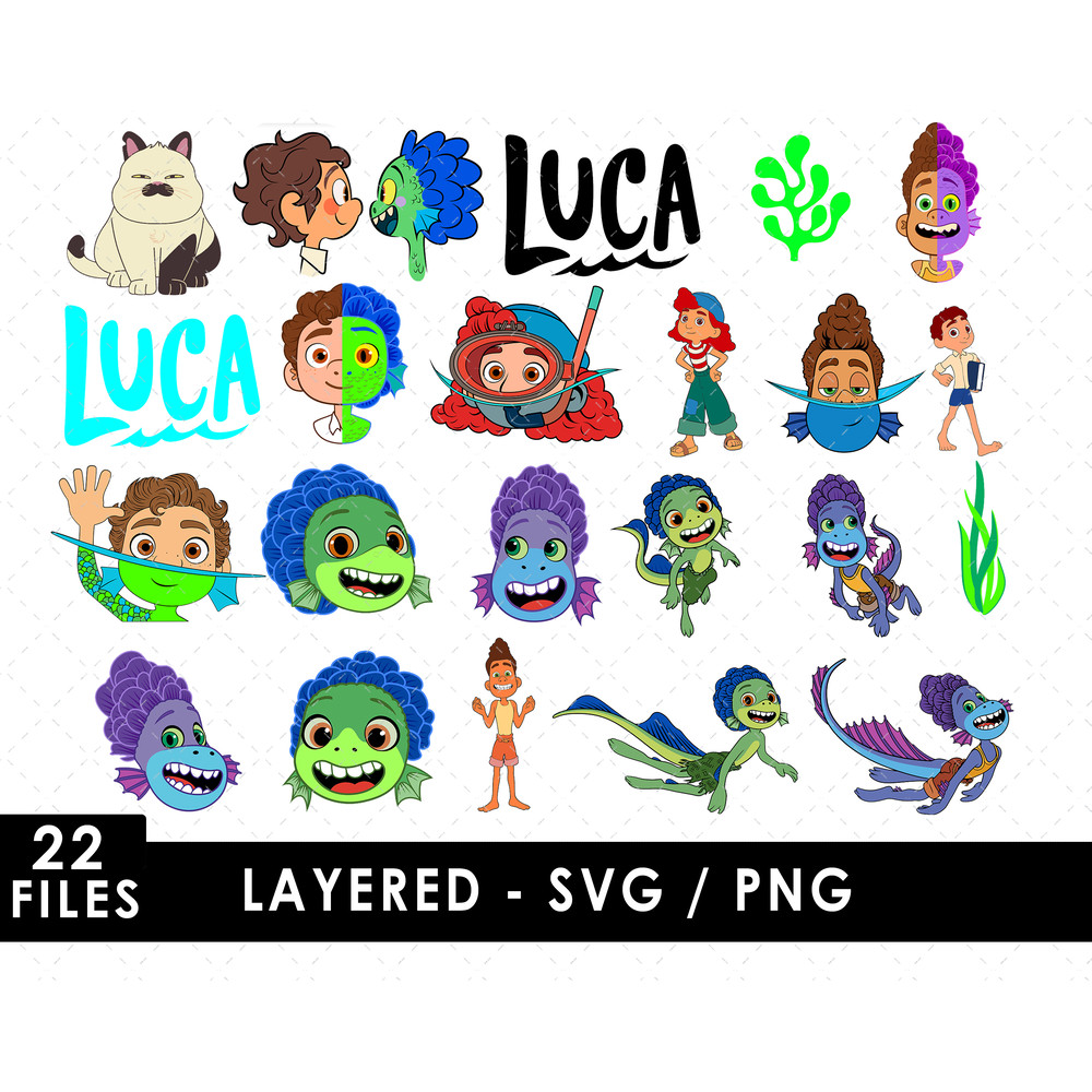 Luca SVG Files Luca PNG Files Vector PNG Images SVG Cut Files for Cricut Clipart Bundle Pack An