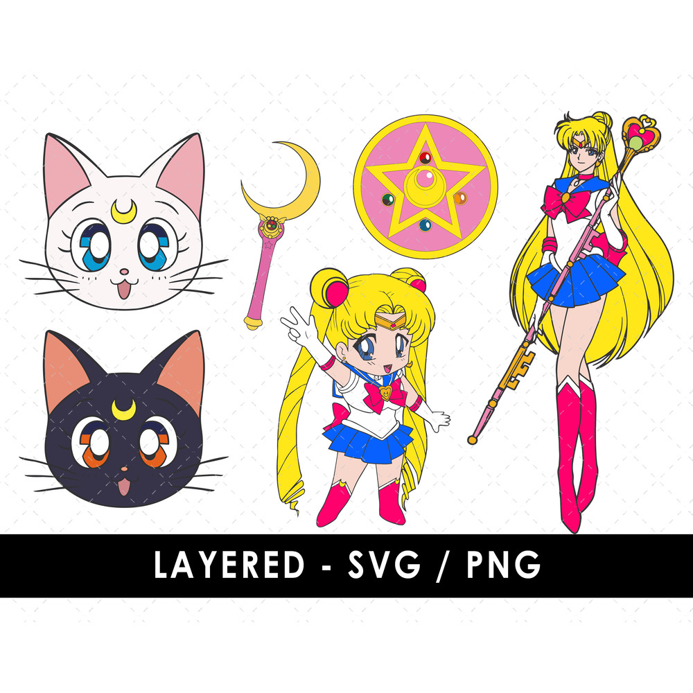 Sailor Moon SVG Files Sailor Moon PNG Files Vector PNG Images SVG Cut Files for Cricut Clipart B