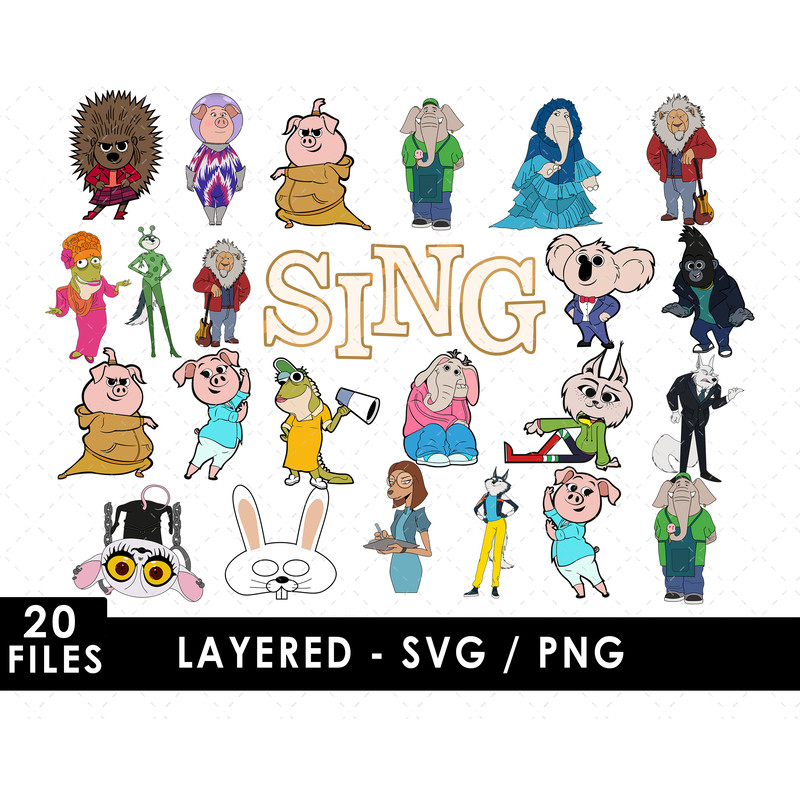 Sing SVG Files Sing PNG Files Vector PNG Images SVG Cut Files for Cricut Clipart Bundle Pack An
