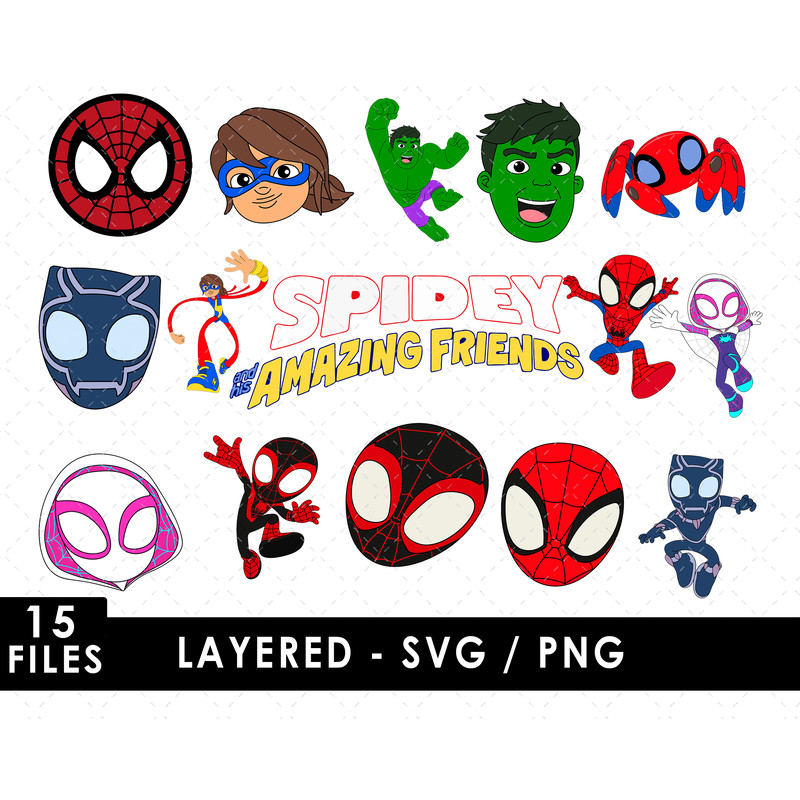 Spidey SVG Files Spidey PNG Files Vector PNG Images SVG Cut Files for Cricut Clipart Bundle Pack
