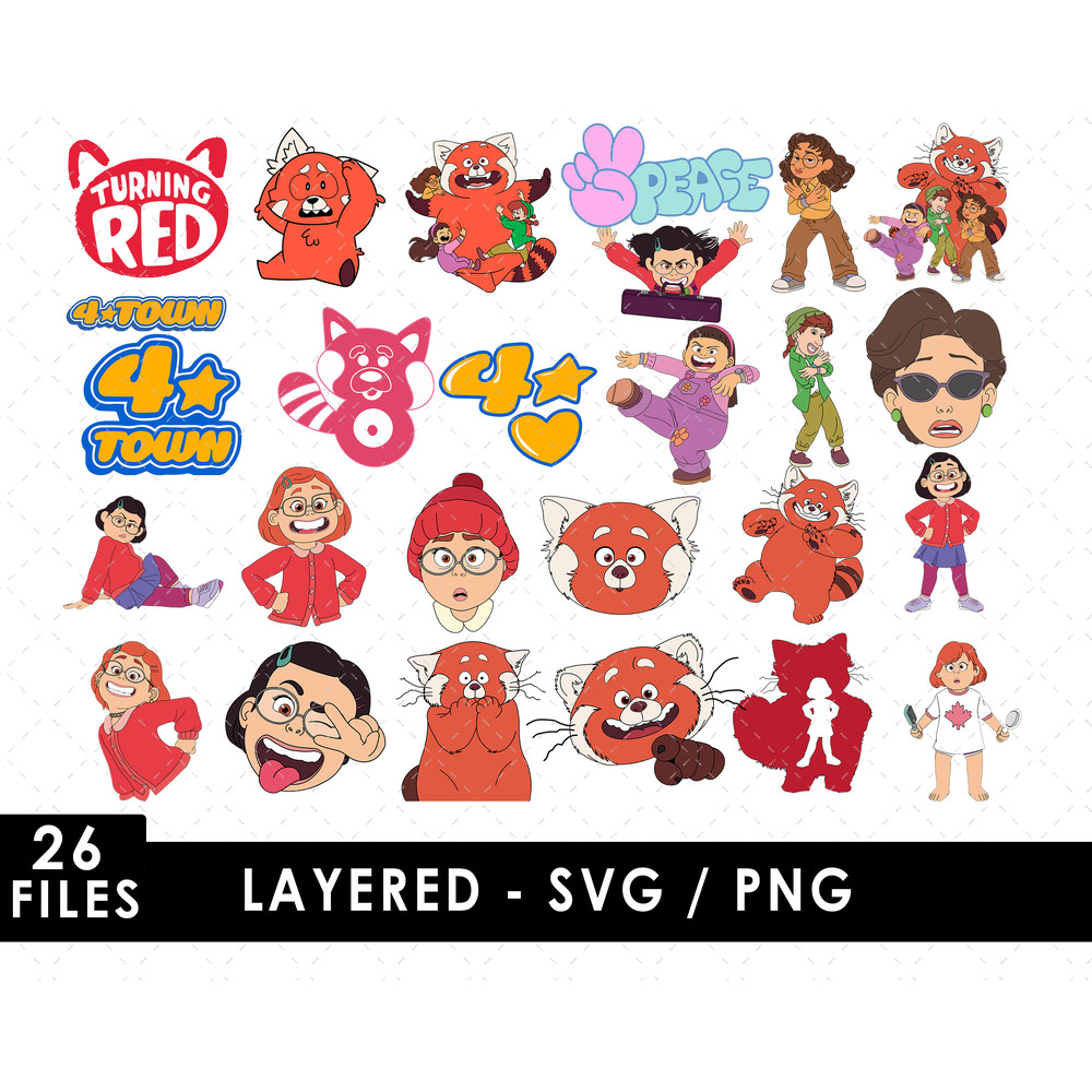 Turning Red SVG Files Turning Red PNG Files Vector PNG Images SVG Cut Files for Cricut Clipart B