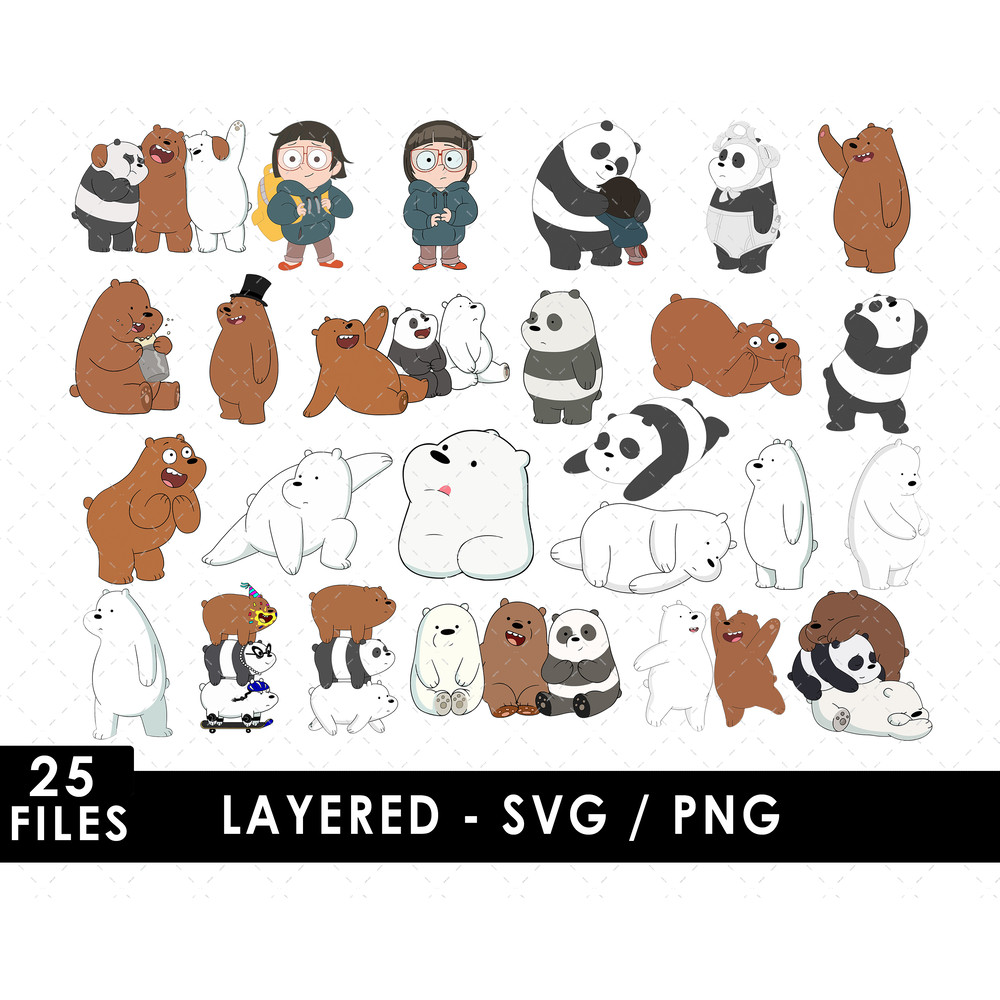 We Bare Bears SVG Files We Bare Bears PNG Files Vector PNG Images SVG Cut Files for Cricut Clipa