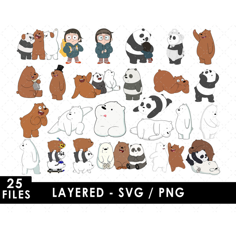 We Bare Bears SVG Files We Bare Bears PNG Files Vector PNG Images SVG Cut Files for Cricut Clipa