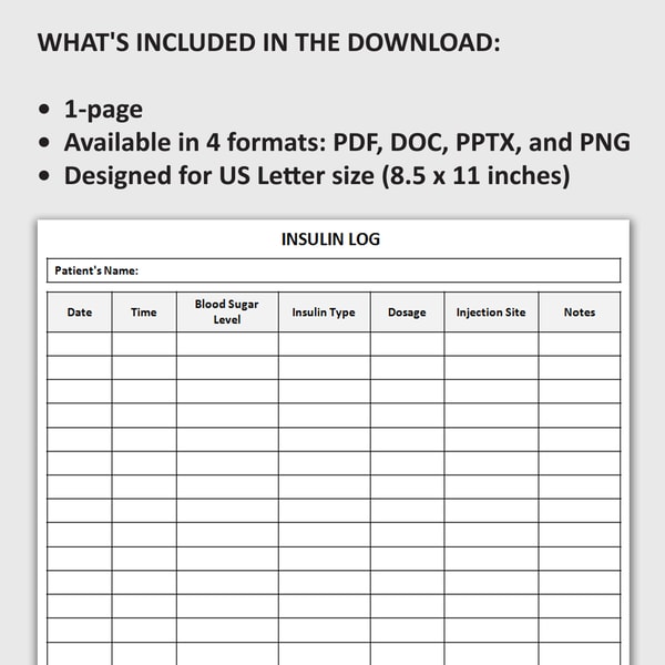 Printable Insulin Log, Insulin Injection Tracker, Blood Suga - Inspire ...