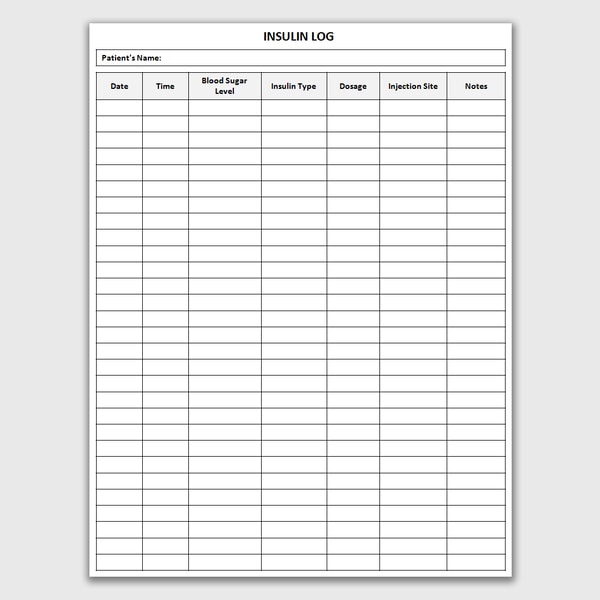 Printable Insulin Log, Insulin Injection Tracker, Blood Suga - Inspire ...