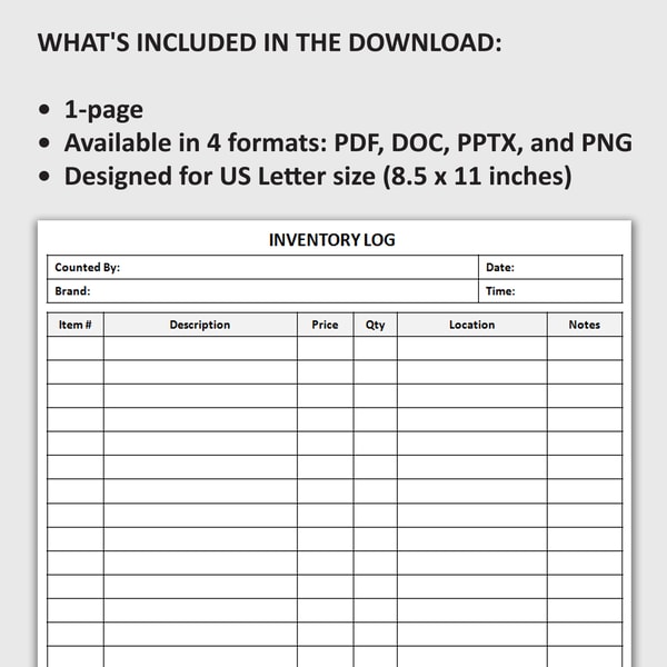 Printable Inventory Log, Inventory Tracker, Inventory Manage | Inspire ...