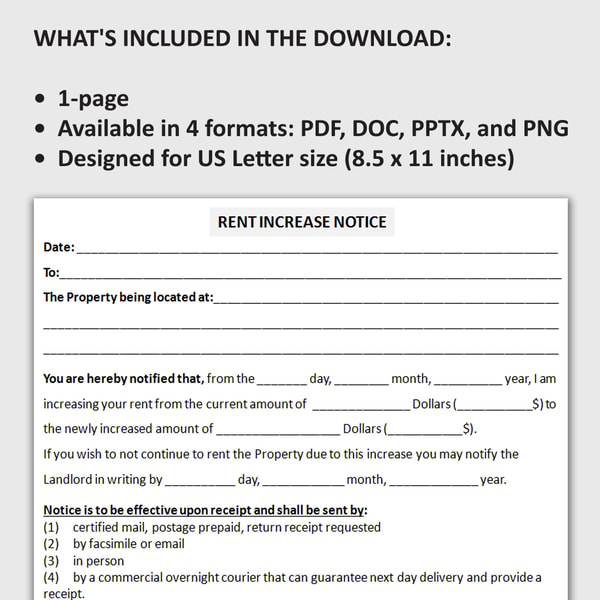 Printable Rent Increase Notice Form, Rental Increase Notice, | Inspire ...