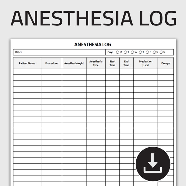 Cuse Log Printable Anesthesia Log, Anesthesia Case Tracker, Anestheti | Inspire ...