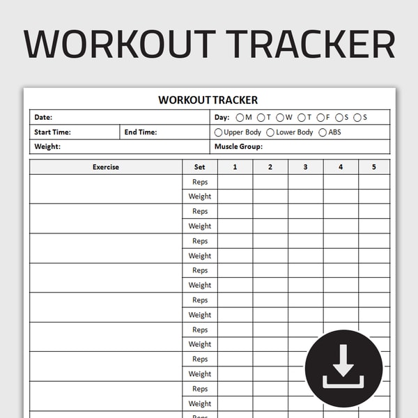 Exercise Routine Log Printable Workout Tracker, Daily Gym Log, Exercise Log, Work | Inspire ...