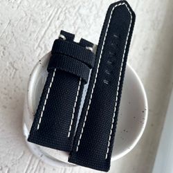 Black canvas double rolled strap with padding