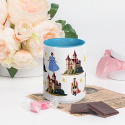 prince princess castle mug with color inside