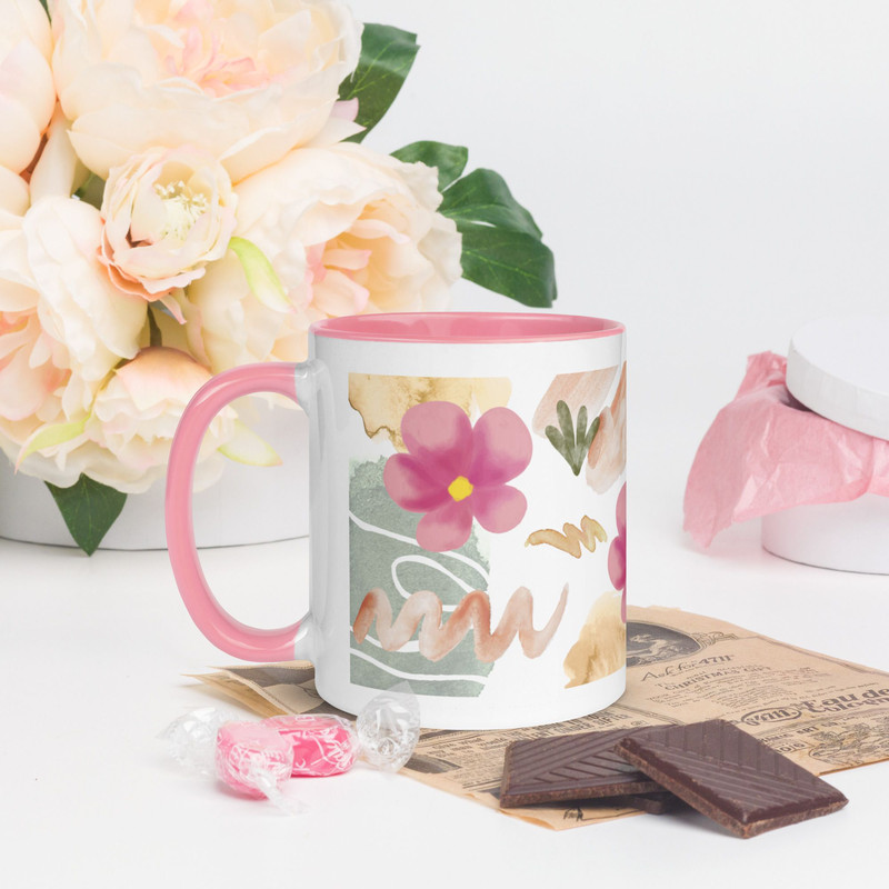 Flowers Coffee Mug With Color Inside 4