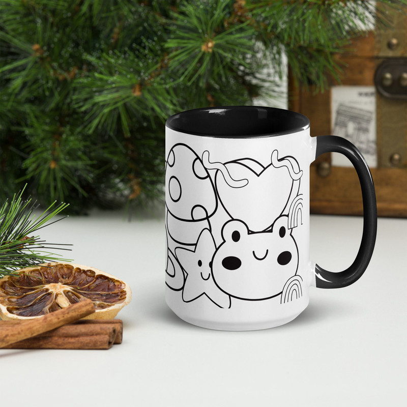 Black And White Graphics Mug With Color Inside 2