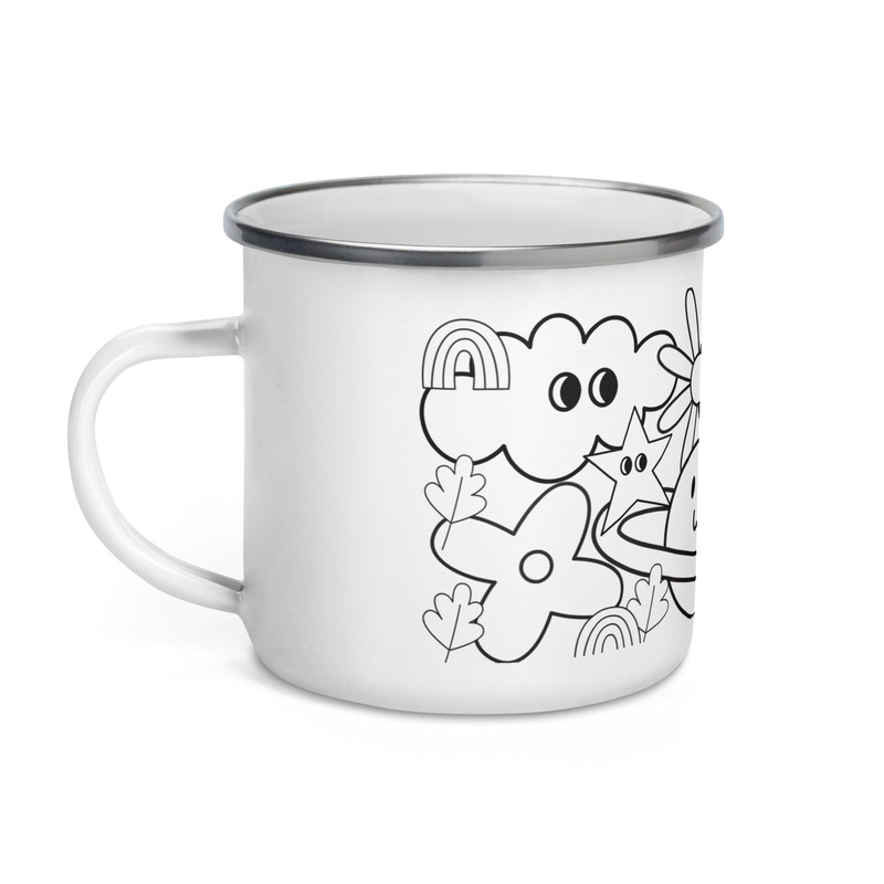 Black And White Graphics Enamel Mug 1