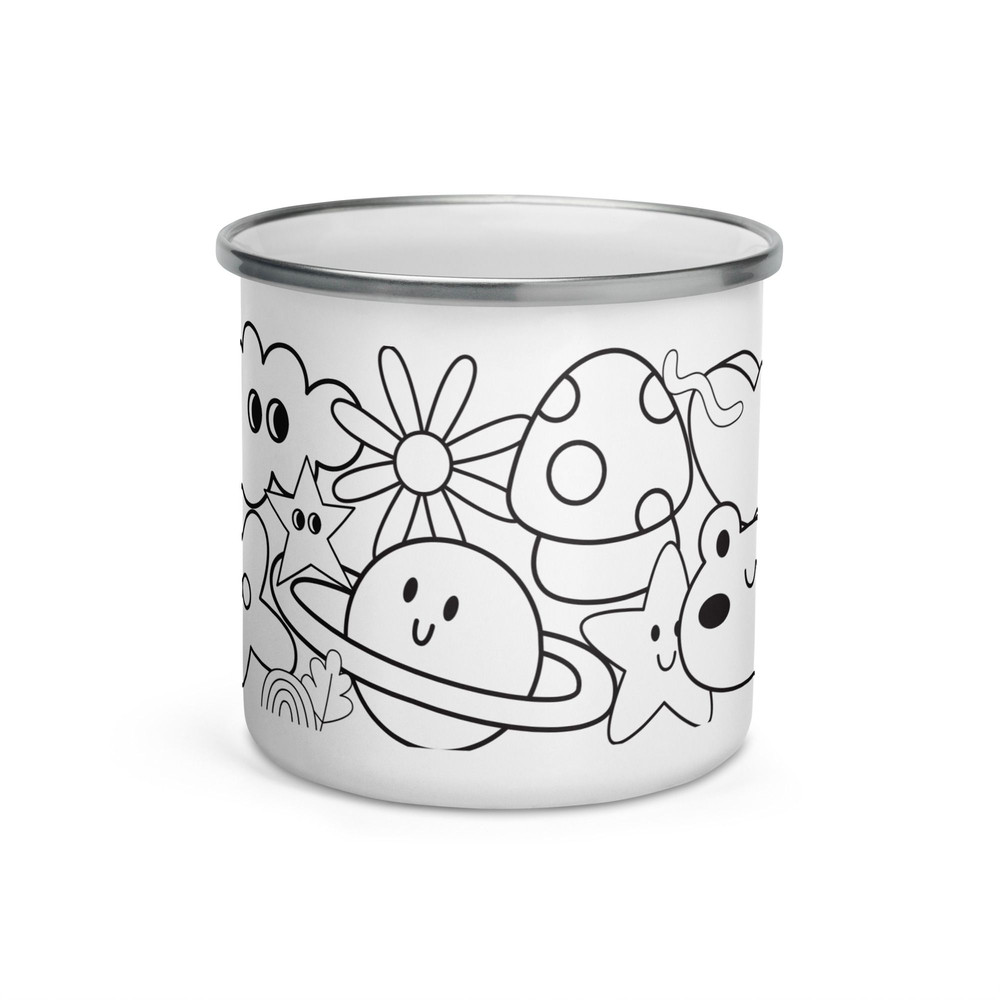 Black And White Graphics Enamel Mug 0