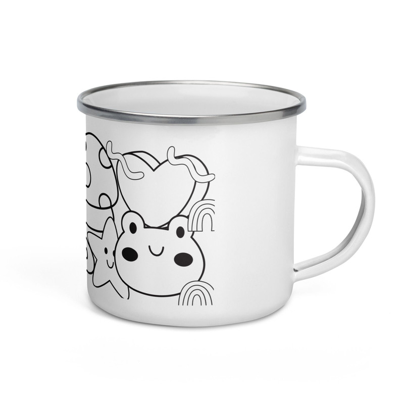 Black And White Graphics Enamel Mug 3