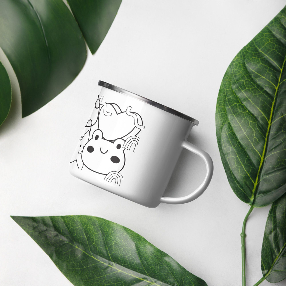 Black And White Graphics Enamel Mug 4