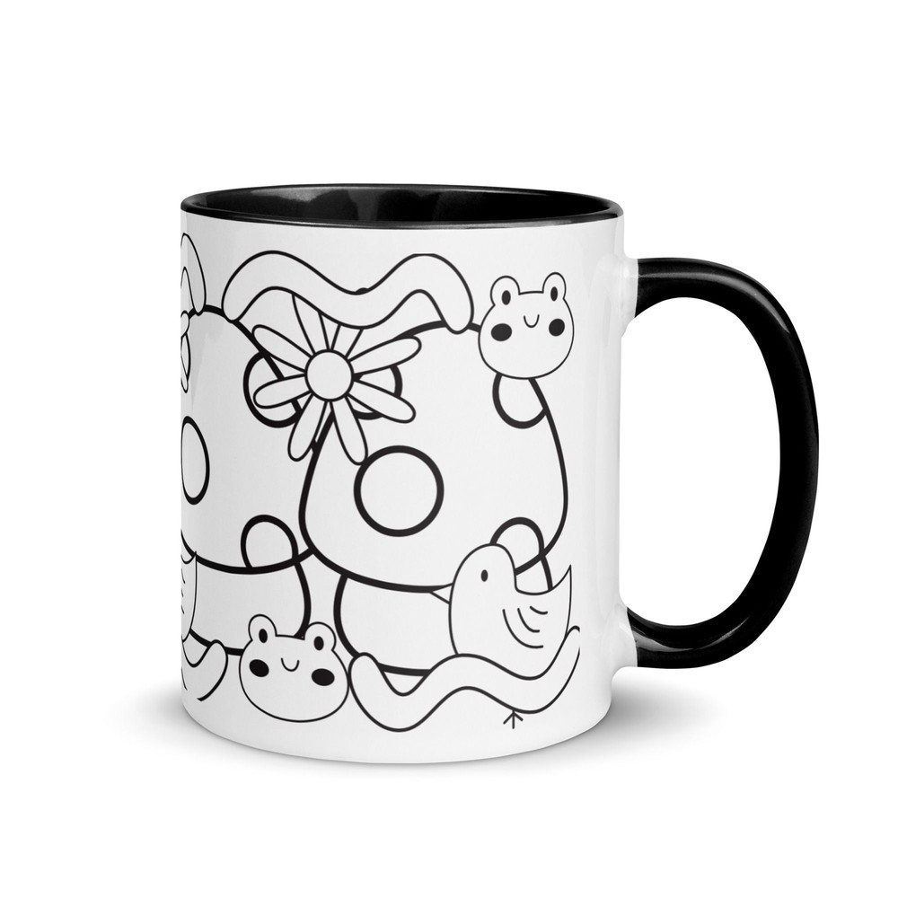 Black And White Graphics Mug With Color Inside 11