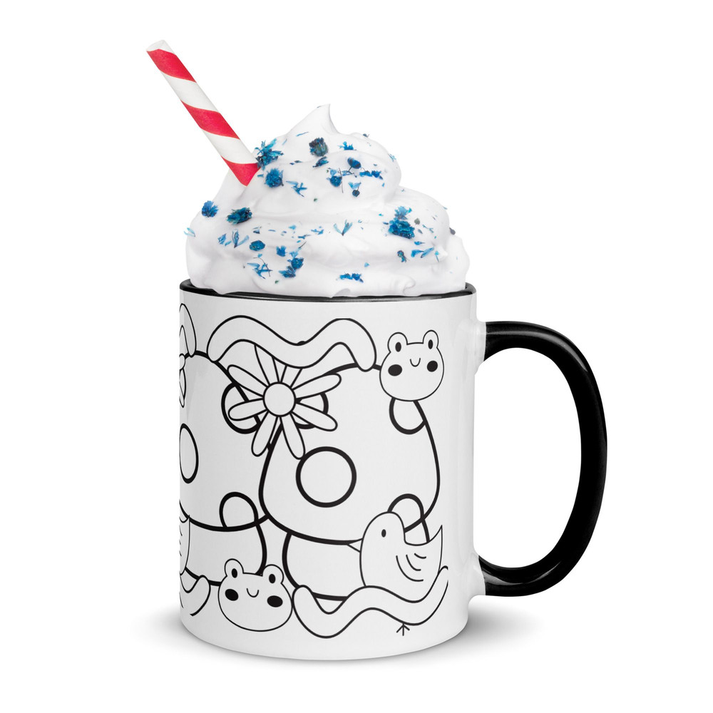 Black And White Graphics Mug With Color Inside 4