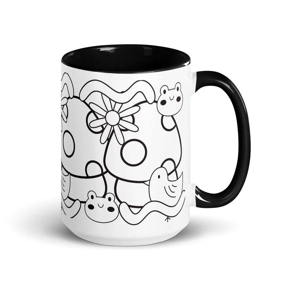 Black And White Graphics Mug With Color Inside 5