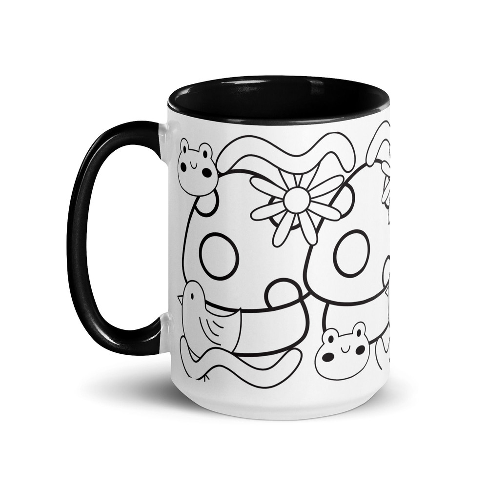 Black And White Graphics Mug With Color Inside 7