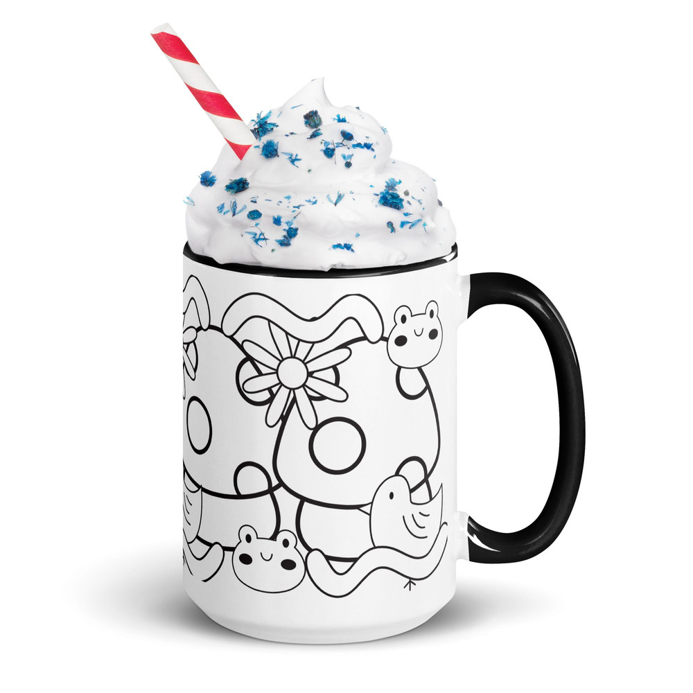 Black And White Graphics Mug With Color Inside 9