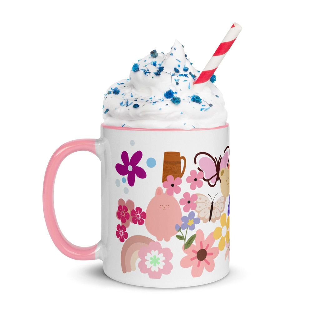 Flowers Mug With Color Inside 2
